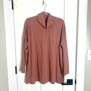 J. Jill Luxe Supima Everyday Turtleneck Tunic in Dusty Rose Long Sleeve Size XL